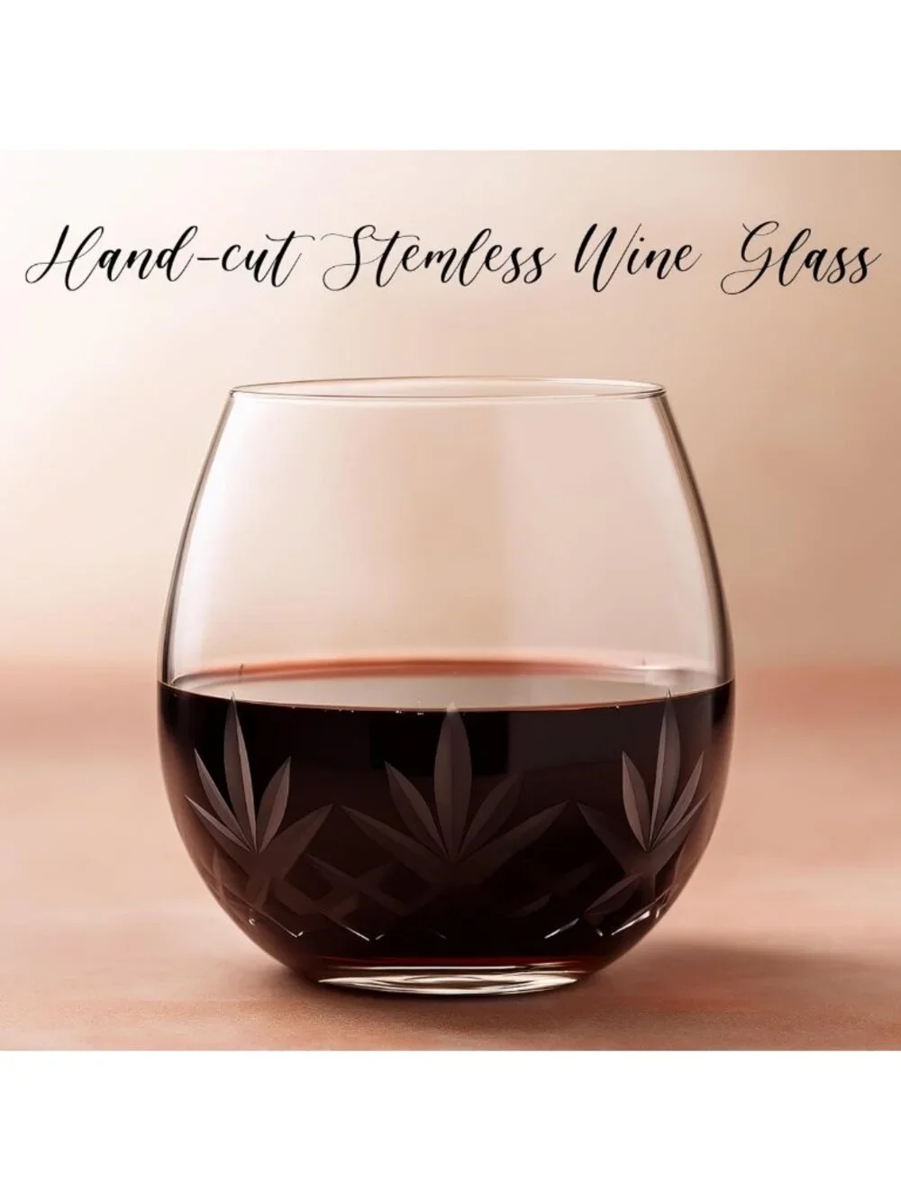 Handmade Lead-Free Crystal Stemless Wine Glasses Set of 4 - Perfect Gift Idea!